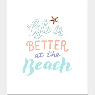 Life is better at the beach phrase. Posters and Art